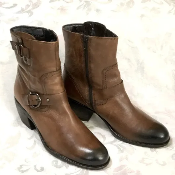 Clarks Womens Mascarpone Cafe Leather Ankle Boots Shoes 9.5