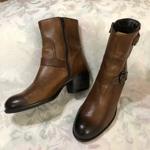 Clarks Womens Mascarpone Cafe Leather Ankle Boots Shoes 9.5