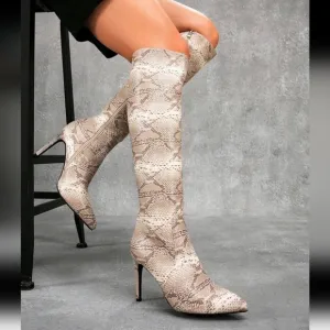 Classic Elegant Pointy Toe Stiletto Heel Knee-High Boots,Comfortable