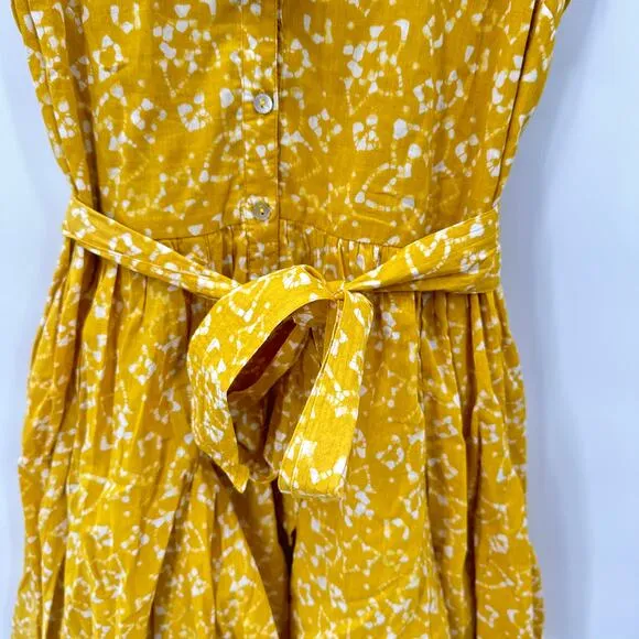 CLEOBELLA NWT Zia Organic CottonRuffle Tie Waist Mini Dress in Mustard // S