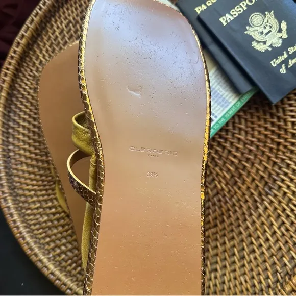 Clergerie Paris “Edas” Strappy Metallic Leather Suede Designer Sandal Size 39.5