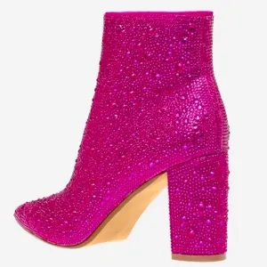 C’mon Barbie Let’s Go Party! New Fucshia Rhinestone Embellished Boots Booties