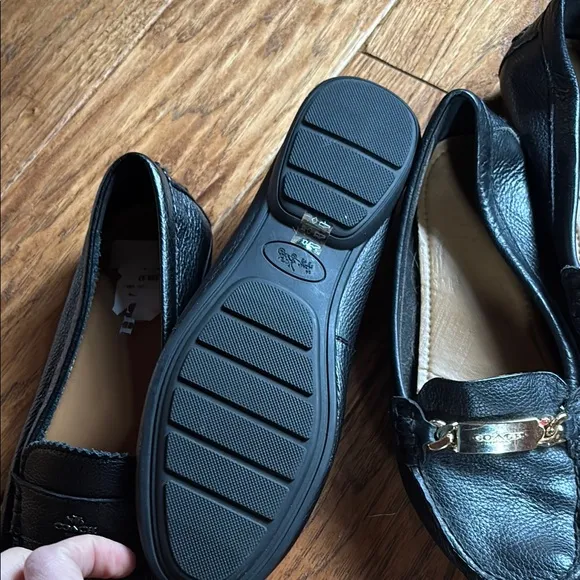 Coach Black Leather Flats Sleek Design bundle