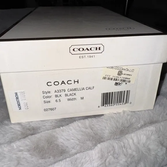 Coach Camellia Tassel US Size 6.5 B Pumps Block Heel Black Leather Shoes VTG EUC