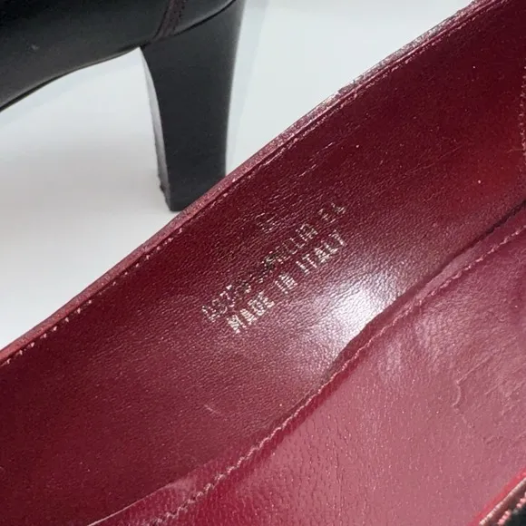 Coach Camellia Tassel US Size 6.5 B Pumps Block Heel Black Leather Shoes VTG EUC