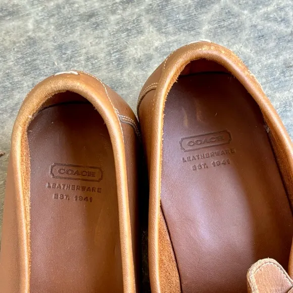 Coach Patterson Horsebite Men’s Driving Shoes Brown Tan Leather Loafers 8.5