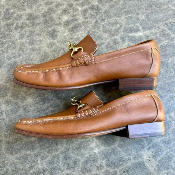Coach Patterson Horsebite Men’s Driving Shoes Brown Tan Leather Loafers 8.5