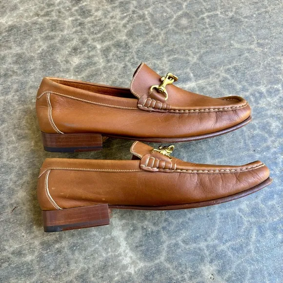Coach Patterson Horsebite Men’s Driving Shoes Brown Tan Leather Loafers 8.5