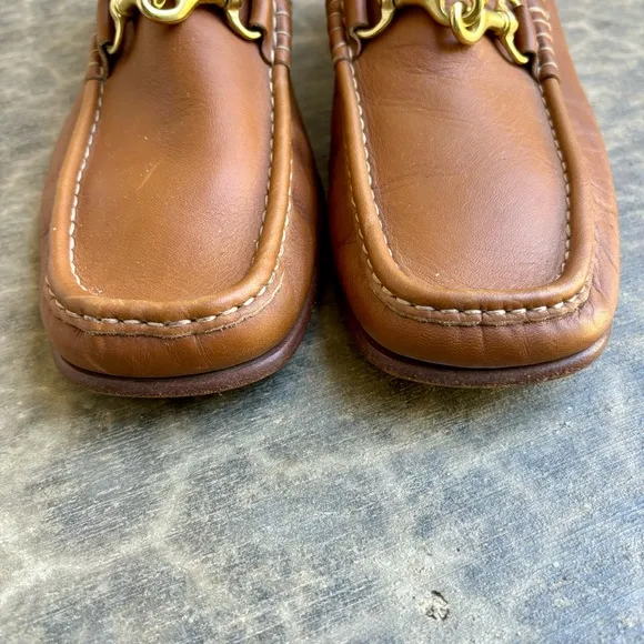 Coach Patterson Horsebite Men’s Driving Shoes Brown Tan Leather Loafers 8.5