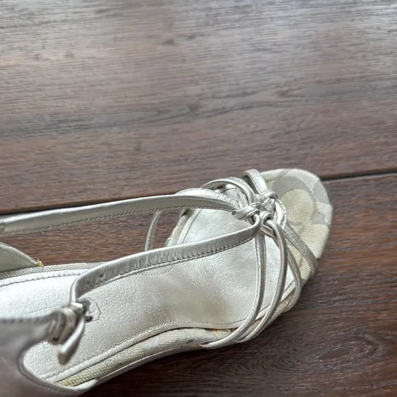 Coach Pre Owned Silver leather Strappy Wedge Sandals few light scratches.