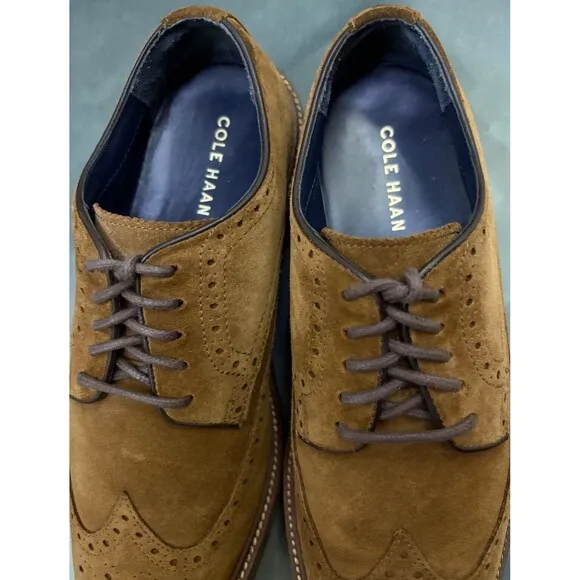 Cole Haan $150 Men's Wingtip Oxfords Dress Shoes Size 8.5 Suede Brown C25050