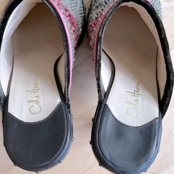 Cole Haan Beaded Wool Tweed Clog Mules