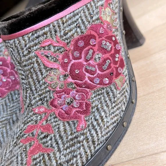 Cole Haan Beaded Wool Tweed Clog Mules