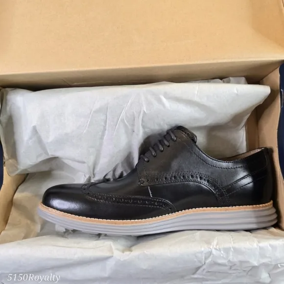 COLE HAAN Black Ironstone OriginalGrand Shortwing Oxford Lace up Men Size 9 NEW