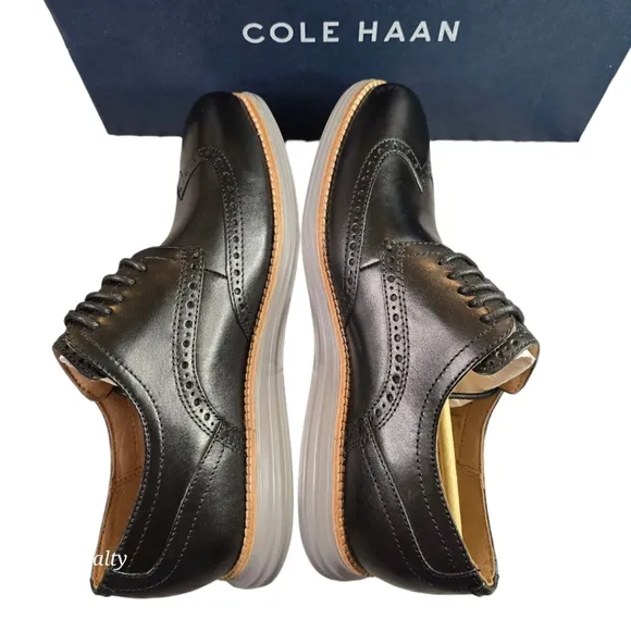 COLE HAAN Black Ironstone OriginalGrand Shortwing Oxford Lace up Men Size 9 NEW