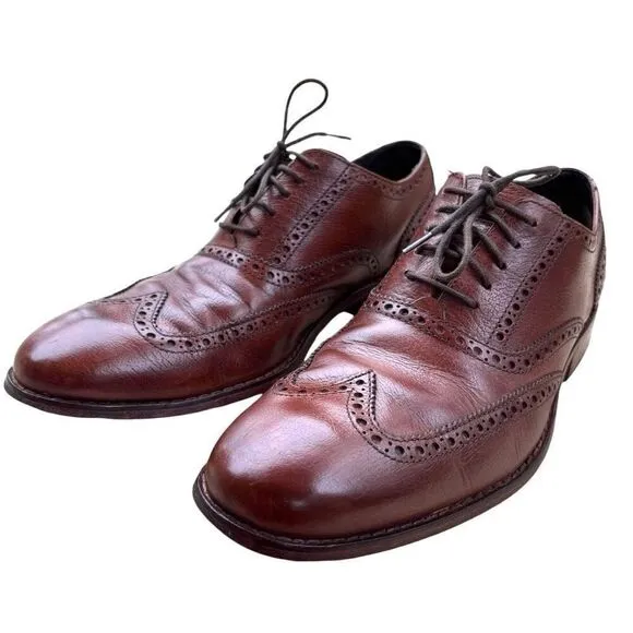 Cole Haan British Tan-Dark Chocolate Classic Modern Wingtip Lace Up Men Sz 10