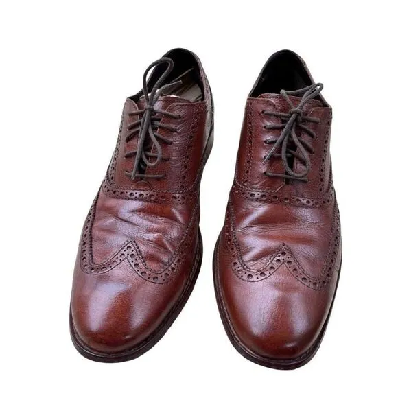 Cole Haan British Tan-Dark Chocolate Classic Modern Wingtip Lace Up Men Sz 10