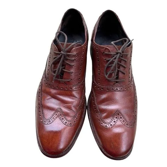 Cole Haan British Tan-Dark Chocolate Classic Modern Wingtip Lace Up Men Sz 10