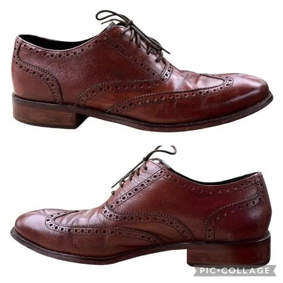Cole Haan British Tan-Dark Chocolate Classic Modern Wingtip Lace Up Men Sz 10