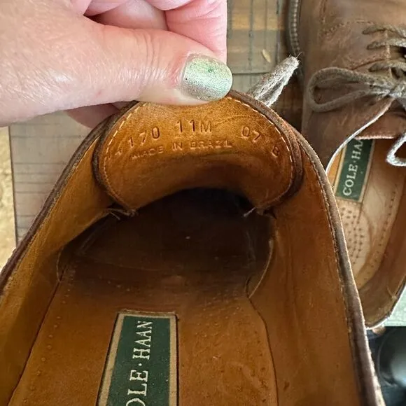 Cole Haan brown oil tanned leather oxfords dress shoes slip resistant 11