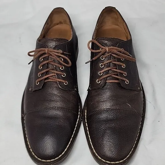 COLE HAAN CANTON CAPTOE PEBBLED LEATHER BROWN ELEGANT OXFORD LEATHER MEN 10M GUC