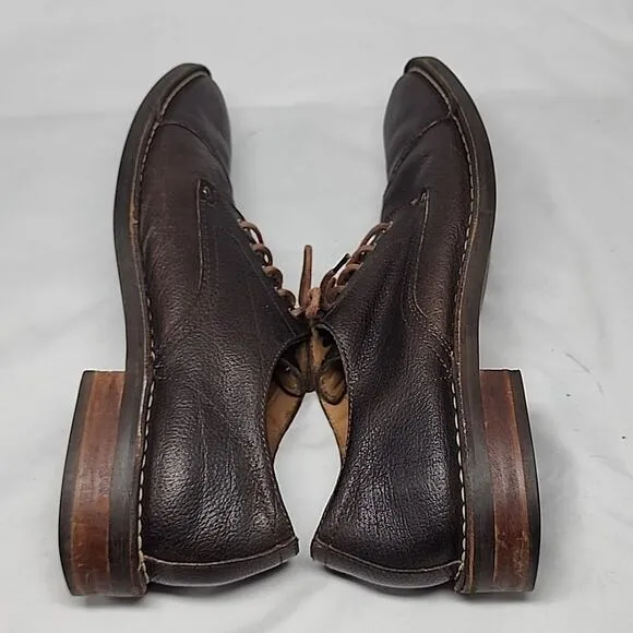COLE HAAN CANTON CAPTOE PEBBLED LEATHER BROWN ELEGANT OXFORD LEATHER MEN 10M GUC