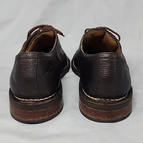 COLE HAAN CANTON CAPTOE PEBBLED LEATHER BROWN ELEGANT OXFORD LEATHER MEN 10M GUC