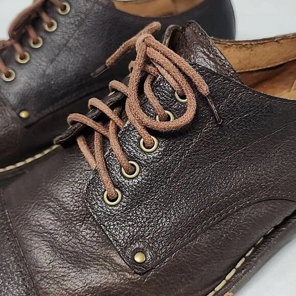 COLE HAAN CANTON CAPTOE PEBBLED LEATHER BROWN ELEGANT OXFORD LEATHER MEN 10M GUC