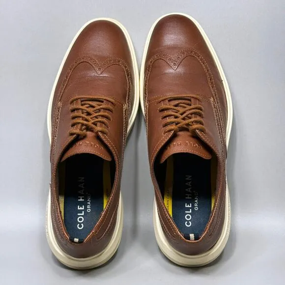 Cole Haan Grand Plus Wingtip Mens Size 9 Oxford Dress Shoes British Tan Leather