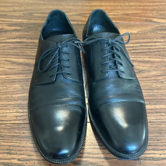 Cole Haan Mens Benton Oxford Cap Toe Dress Shoes Black Oxford Lace Up Size 10