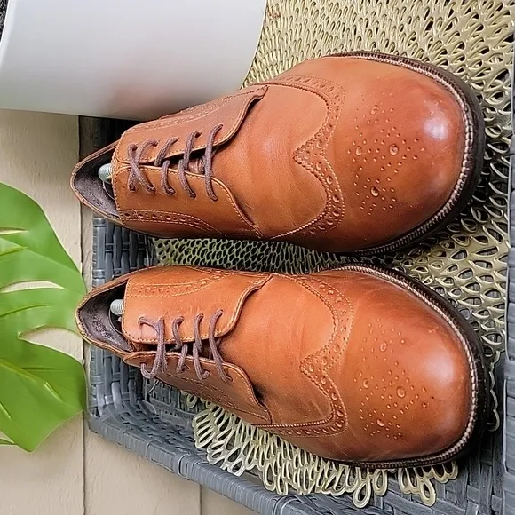 Cole Haan Mens Lace-up Wingtip Derby Oxford Leather British Tan Shoes Sz 11 M