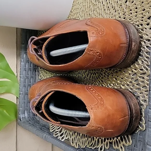 Cole Haan Mens Lace-up Wingtip Derby Oxford Leather British Tan Shoes Sz 11 M