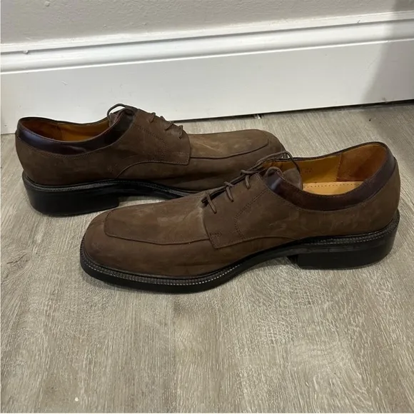 Cole Haan Men's Oxford Shoes Dark Brown Suede Leather Split Toe Lace Up Size 13