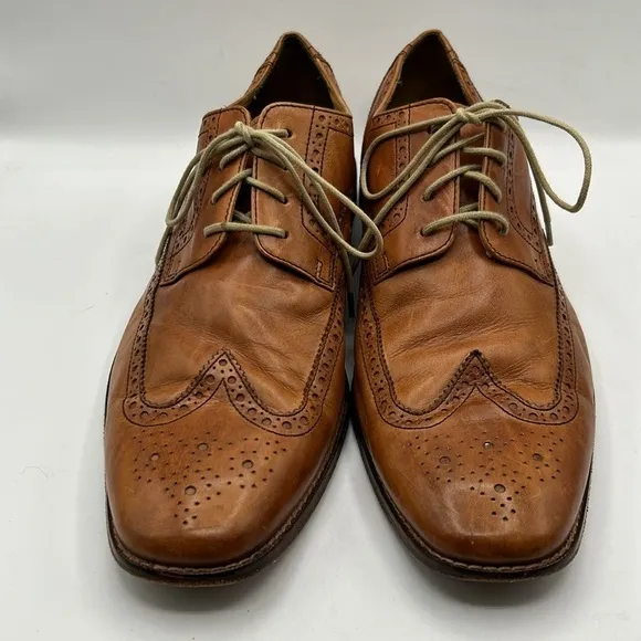 Cole Haan Nike Air Men's Leather Tan Wingtip Dress Shoes Size 11.5