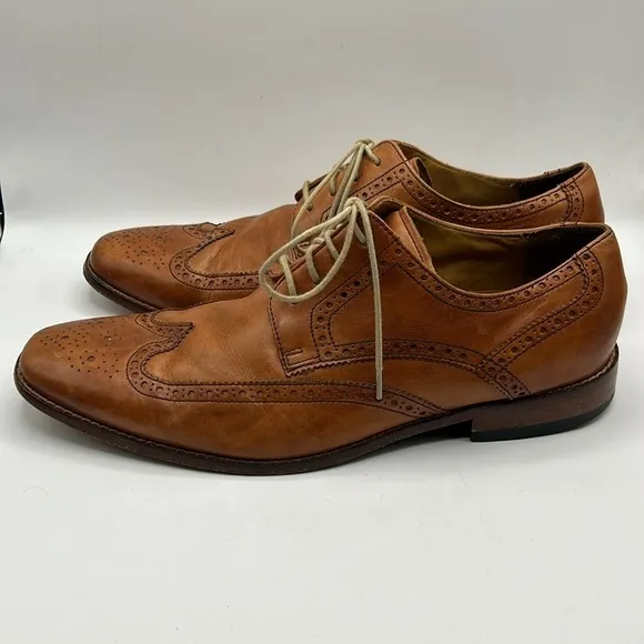 Cole Haan Nike Air Men's Leather Tan Wingtip Dress Shoes Size 11.5