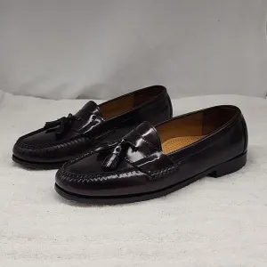 COLE HAAN PINCH TASSEL LEATHER LOAFERS BURGUNDY MENS 10.5 ELEGANT GUC MADE INDIA