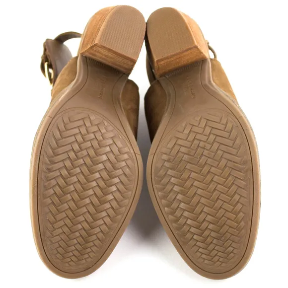 Cole Haan Pippa Tan Suede Leather Stacked Heel Slingback Bootie Shoes SIZE 8.5 B