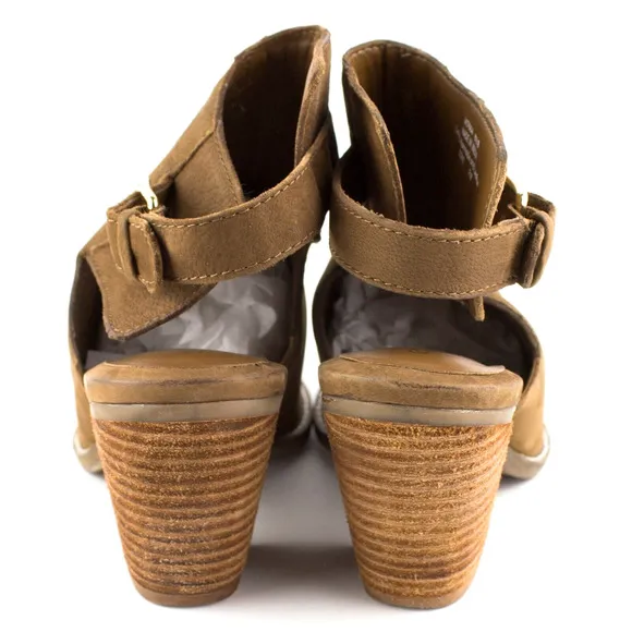 Cole Haan Pippa Tan Suede Leather Stacked Heel Slingback Bootie Shoes SIZE 8.5 B
