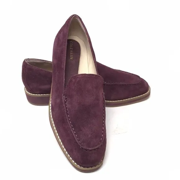 Cole Haan Suede Leather The Go-To Loafer Shoes Size 5.5B Women's Wine Flats