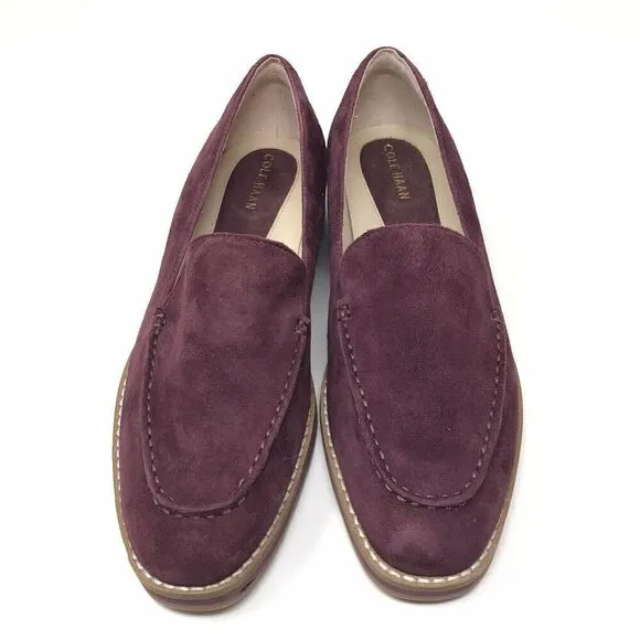Cole Haan Suede Leather The Go-To Loafer Shoes Size 5.5B Women's Wine Flats