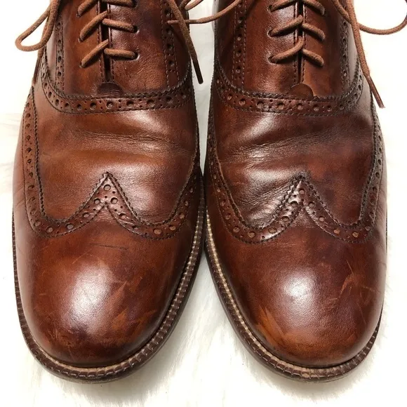 COLE HAAN WING TIP OXFORD LEATHER TIE SHOES