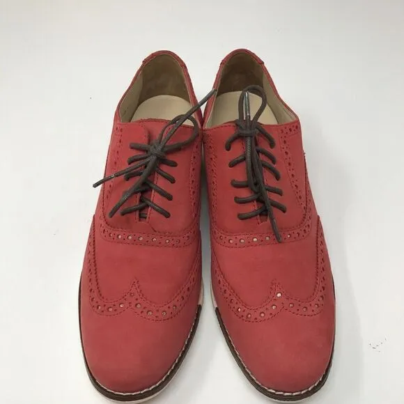 Cole Haan Women’s Skylar Oxford Dress Size 7.5 Red Lace Up Wingtip Brogue Shoes