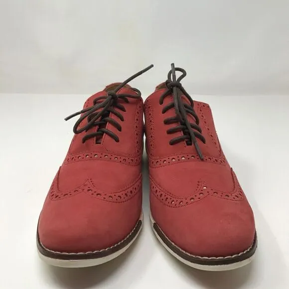 Cole Haan Women’s Skylar Oxford Dress Size 7.5 Red Lace Up Wingtip Brogue Shoes