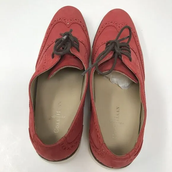 Cole Haan Women’s Skylar Oxford Dress Size 7.5 Red Lace Up Wingtip Brogue Shoes