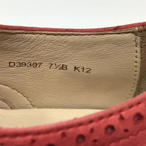 Cole Haan Women’s Skylar Oxford Dress Size 7.5 Red Lace Up Wingtip Brogue Shoes