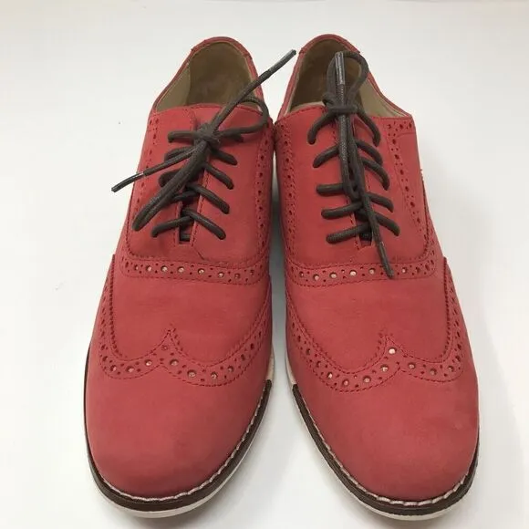 Cole Haan Women’s Skylar Oxford Dress Size 7.5 Red Lace Up Wingtip Brogue Shoes
