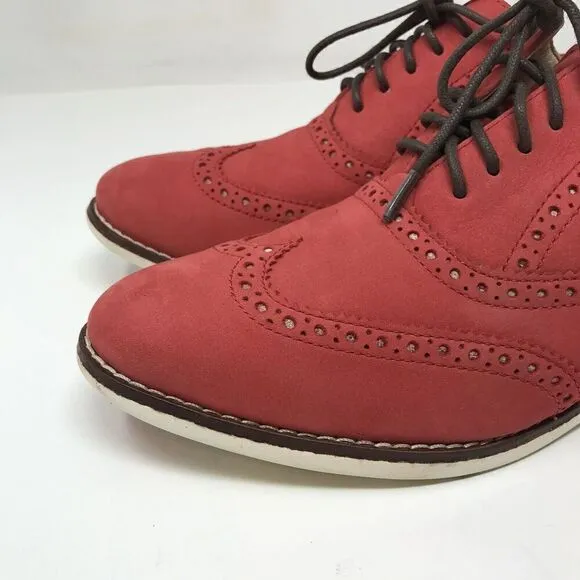 Cole Haan Women’s Skylar Oxford Dress Size 7.5 Red Lace Up Wingtip Brogue Shoes