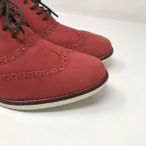 Cole Haan Women’s Skylar Oxford Dress Size 7.5 Red Lace Up Wingtip Brogue Shoes