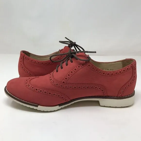 Cole Haan Women’s Skylar Oxford Dress Size 7.5 Red Lace Up Wingtip Brogue Shoes