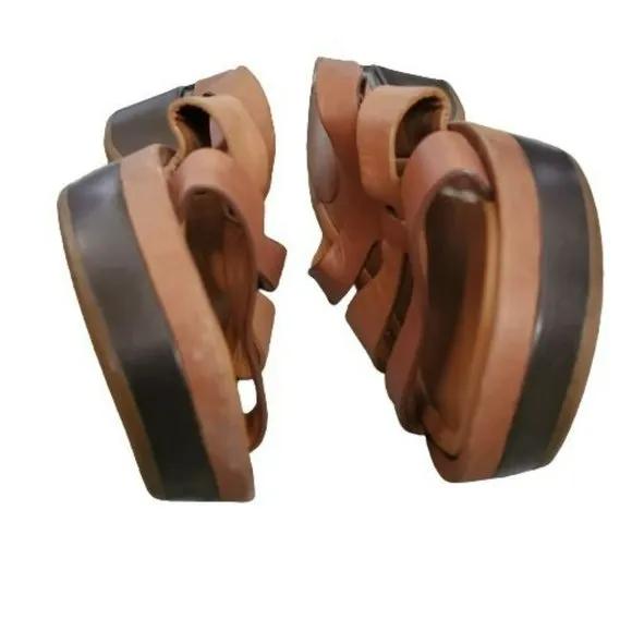 Cole Haan Women's Slide Strappy Wedge Sandals Brown/Tan Size 6 1/2B